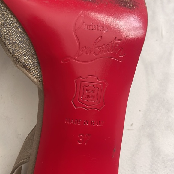 Authentic Christian Louboutin | Size 37 EU / Size 7 US | Silver Lace Slingback - Picture 6 of 11